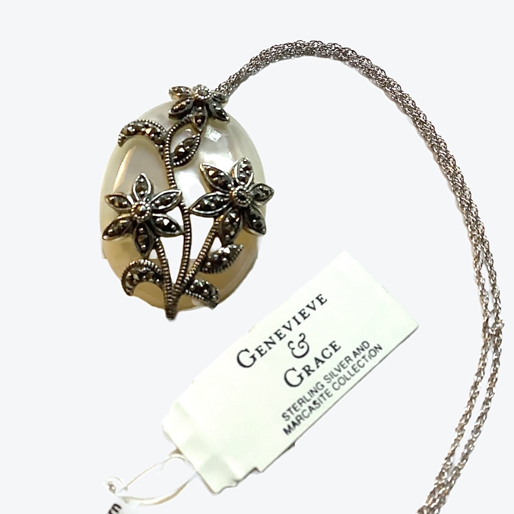 Genevieve & Grace Sterling Silver and Marcasite Necklace - Picture 2 of 5